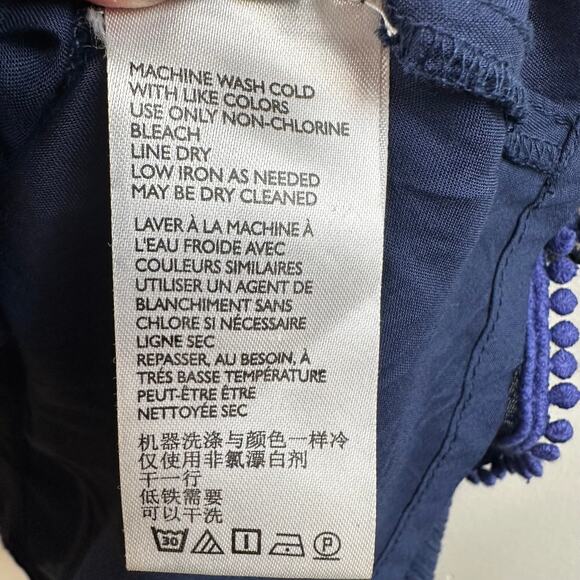 Free People My Love Mini Dress Long Sleeve Swing Pom Pom Paisley Blue Med Boho - Picture 14 of 16